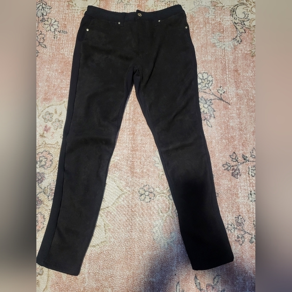 Tommy Hilfiger Black Suede-Look Front Tribeca Skinny Jeans - Size 8